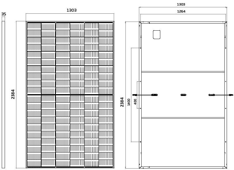 660W solar panel dimension